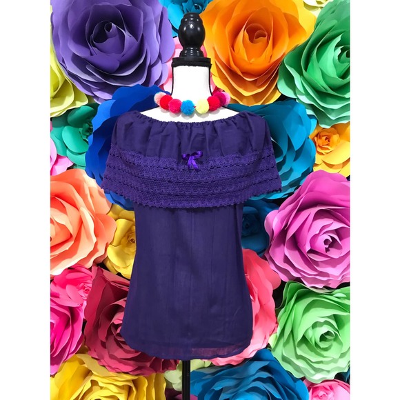 Mexican Blouse Only handmade and embroidered white flowers coco theme party - Picture 1 of 4